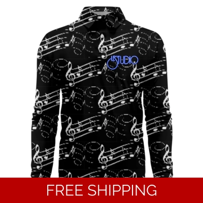 Le Studio Music Notes 1 Custom 3D Long-Sleeved Polo Shirt